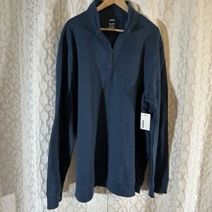 Croft & Barrow Sweatshirt Mens 4XLT 4XL Tall Blue 1/4 Zip Long Slv Extra Soft
